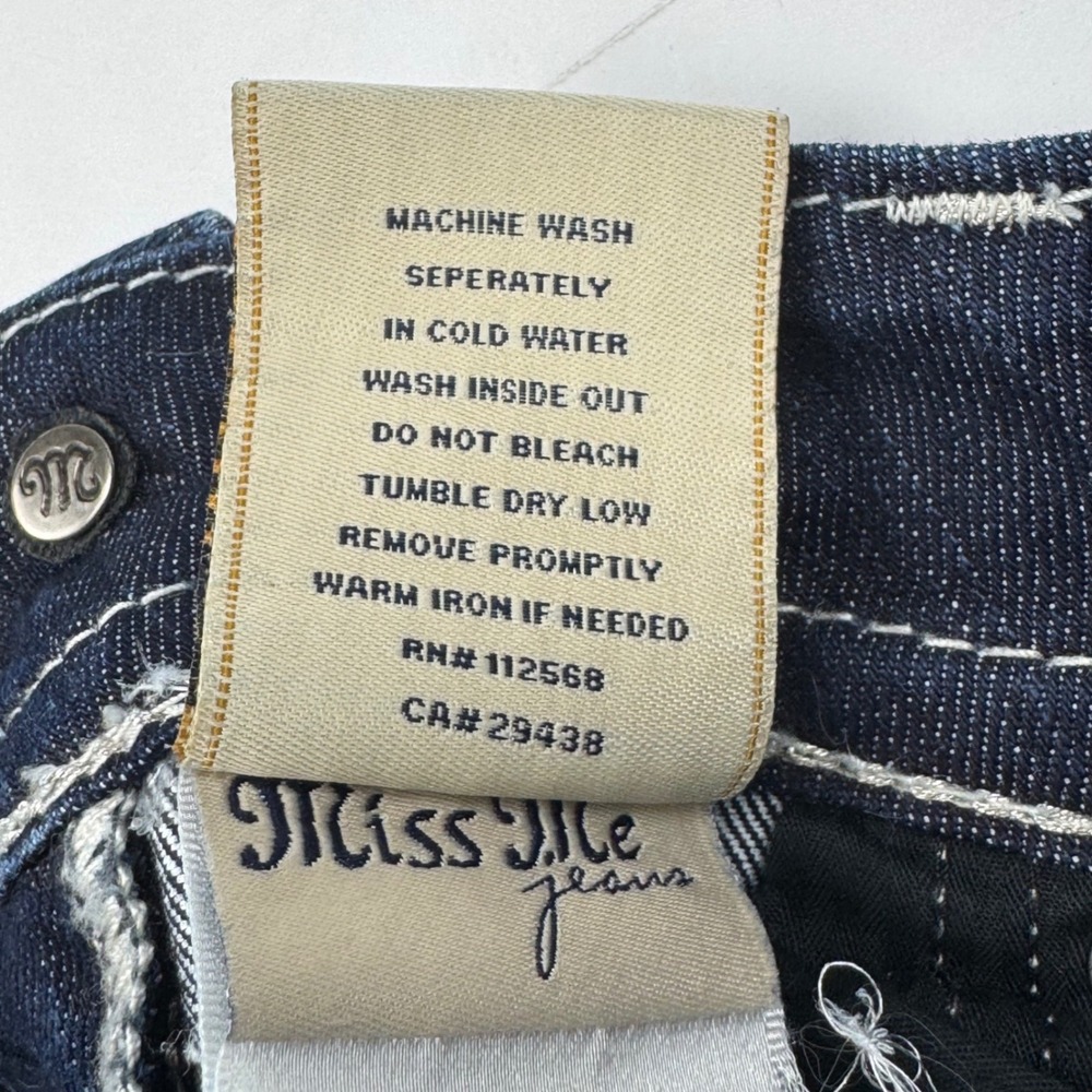 Miss Me Bootcut Jeans 25 Dark Wash Denim Sequin Embellished Western Y2K Boho - Picture 10 of 12